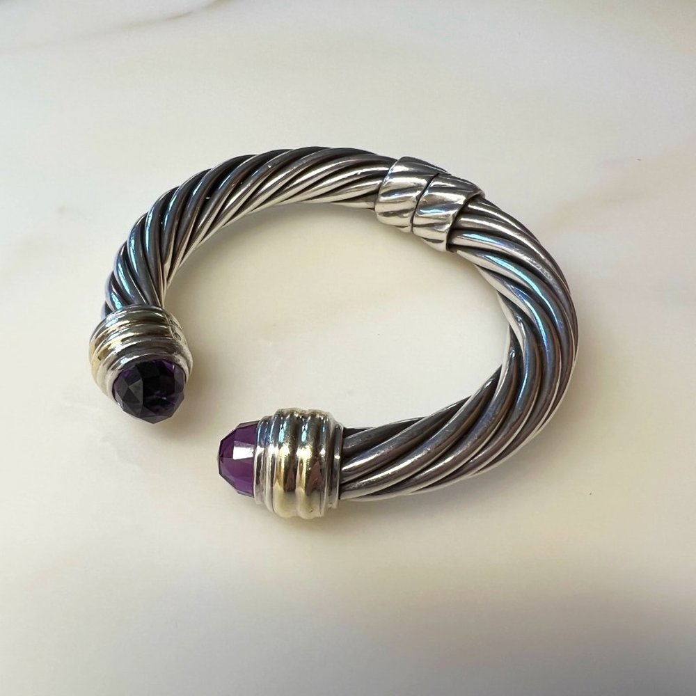 David Yurman Size Medium Amethyst Cable Classic 10mm Bracelet